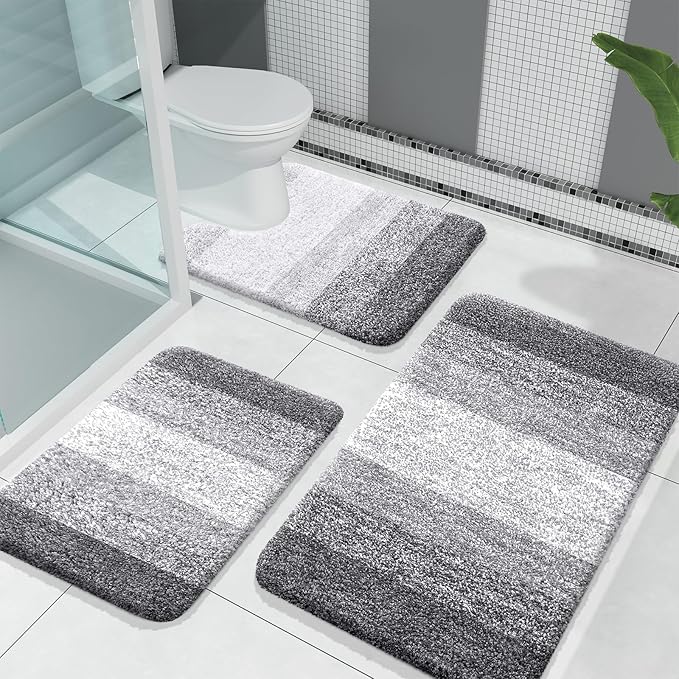 OLANLY Bathroom Rugs Sets 3 Piece, Soft Absorbent Microfiber Bath Mats and by OLANLY