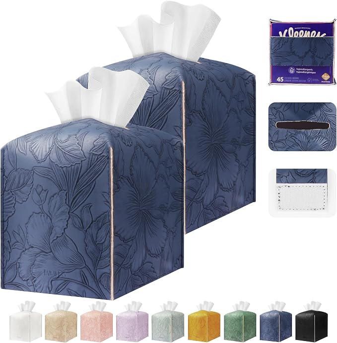 Tissue Box Holder Cover Square Tissue Cube Cover PU Leather Tissue Organizer by DecorateYourHome