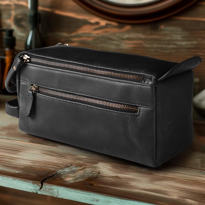 LEATHER VILLAGE Genuine Leather Travel Toiletry Bag - Image 9