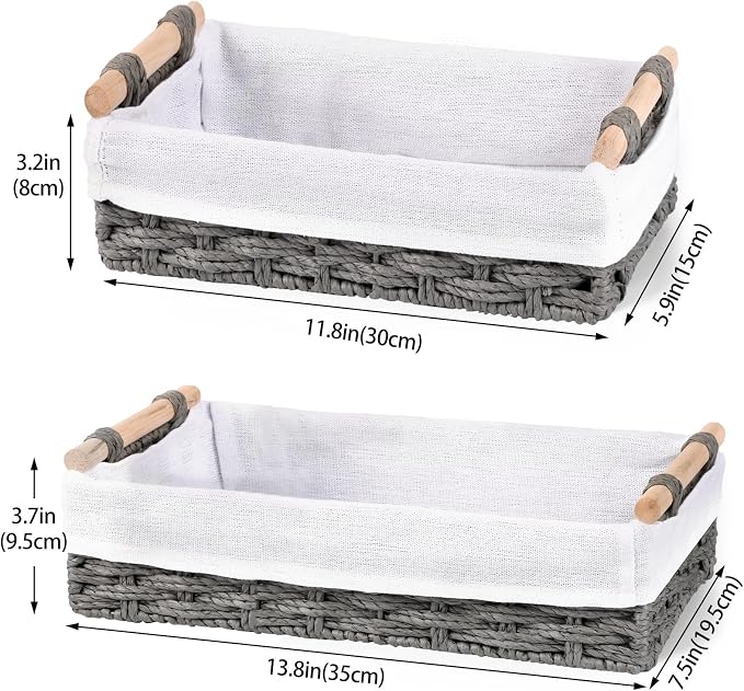 HomeHacks 2 Pack Storage Basket Paper Rope Baskets - Image 2