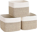 3 Pack Cube Storage Bin, 9”x9”x7” Cotton Rope Woven Baskets by Degeyoyo