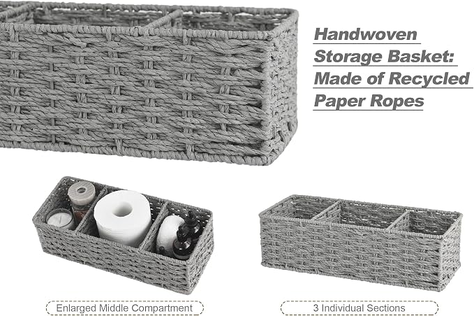 StorageWorks 3-Section Wicker Baskets - Image 2