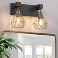 Farmhouse Bathroom Vanity Light Fixtures, 2-Light Wood Bathroom Light Fixtures by MAESTA