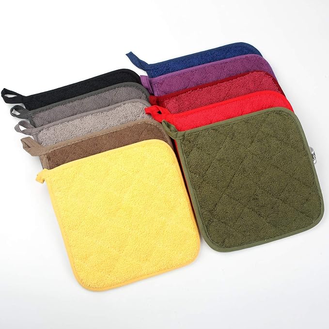 100% Cotton Kitchen Everyday Basic Terry Pot Holder Heat Resistant Coaster - Image 9