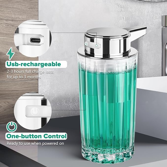 Automatic Soap Dispenser Foam for Kitchen: 11 OZ Glass Touchless Clear Auto - Image 4