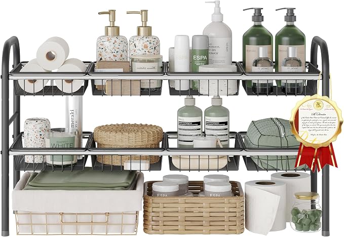 NETEL Under Sink Organizers and Storage, 2 Tier Expandable Under Cabinet by NETELOfficial