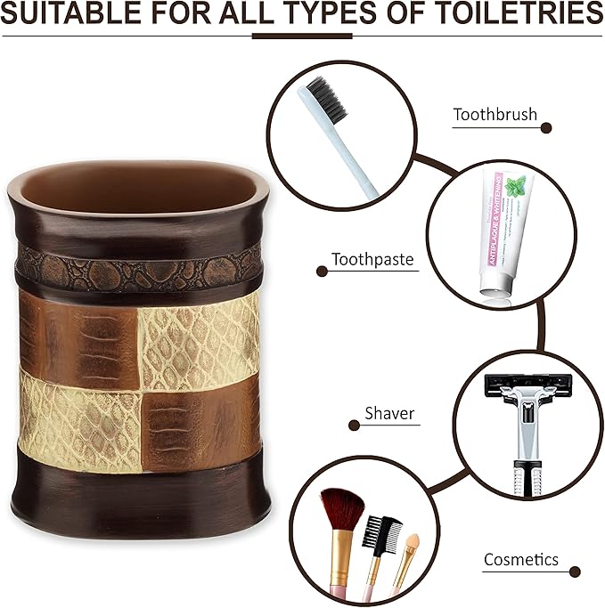Zahari Home 4pc Zambia Stylish Bathroom Accessories Set Soap Pump, Tooth Brush - Image 5