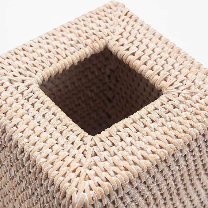 2 Pack Rattan Tissue Box Cover Square, Wicker Tissue Box Holder, Decorative - Image 3
