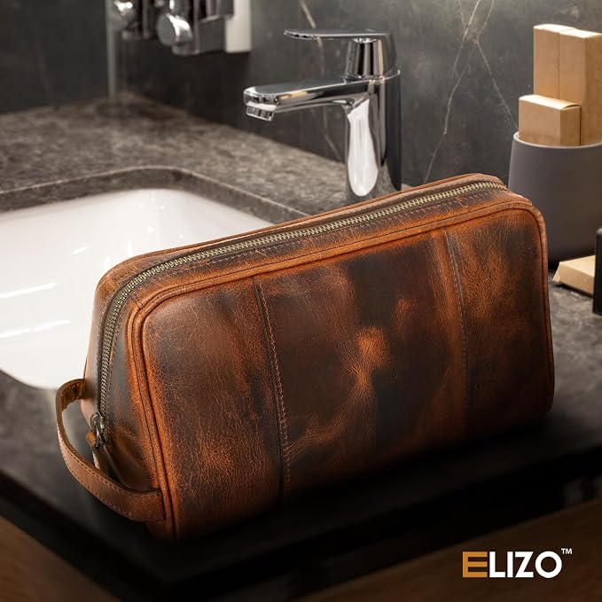 ELIZO Premium REAL Leather Toiletry Bag - Image 4