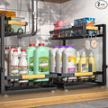2 Packs Under Sink Organizer, Height Adjustable 2 Tier Under Kitchen Sink by Sevenblue
