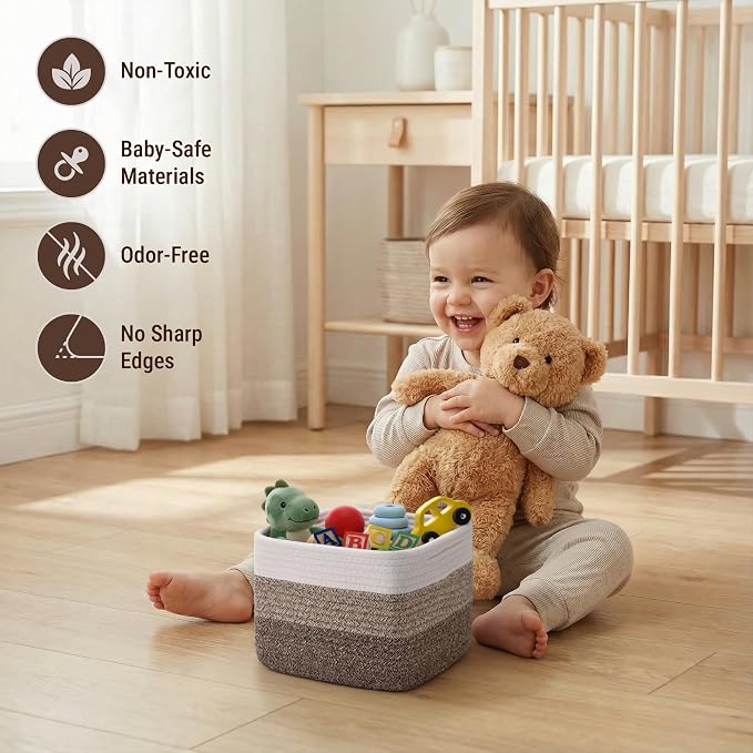 5-Pack Storage Cubes Woven Rope Baskets - Image 4