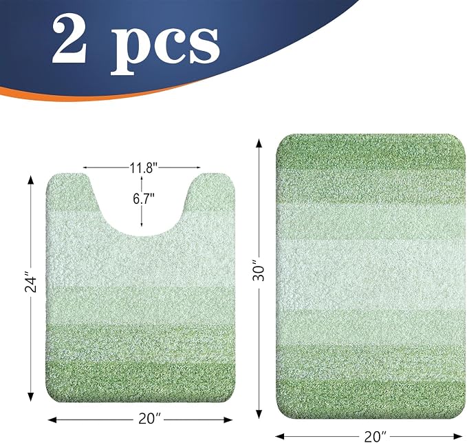 OLANLY Bathroom Rug Set 2 Piece, Soft Absorbent Microfiber Bath Mats and - Image 2