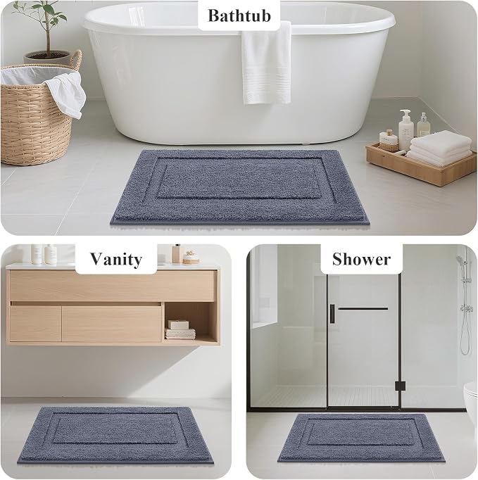 SHACOS Grey Bathroom Rugs Sets 3 Piece, Soft Fluffy Water Absorbent Bath Rugs - Image 7