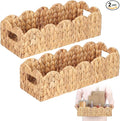 2Pcs Toilet Tank Basket for Bathroom, Handwoven Water Hyacinth Scalloped by VINAHAND