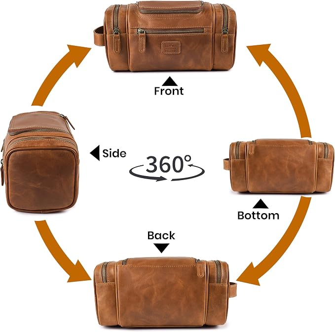 LEATHER VILLAGE Genuine Leather Travel Dopp Kit - Image 6