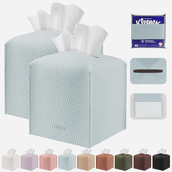Tissue Box Cover Holder Square Tissue Cube Cover PU Leather Tissue Organizer by DecorateYourHome