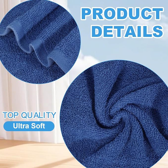 12 Pack 100% Cotton Wash Cloth, 12x12 Inch Highly Absorbent and Soft Feel - Image 2