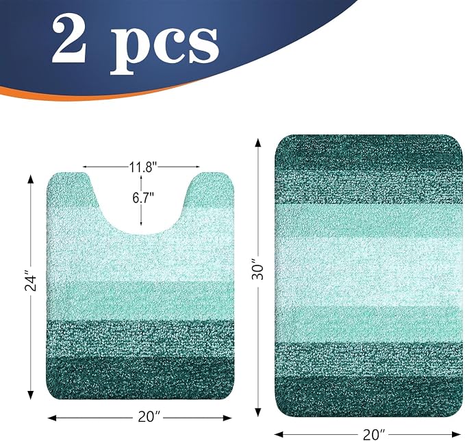 OLANLY Bathroom Rug Set 2 Piece, Soft Absorbent Microfiber Bath Mats and - Image 2