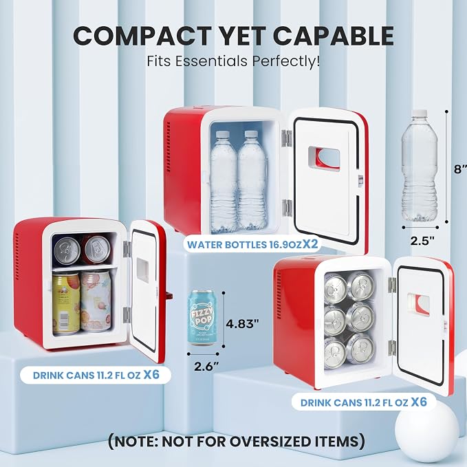HealSmart 4L Mini Fridge with Observation Window, 6 Can Capacity, Freon-Free - Image 9