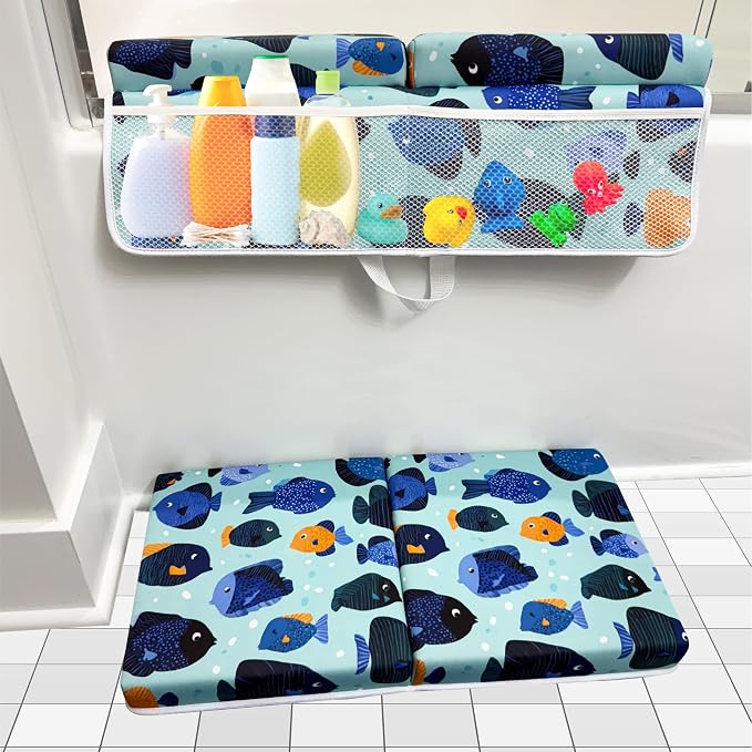 TubbieBuddies Bath Kneeler and Elbow Rest Pad Set – Fish-Themed Baby Bath - Image 3