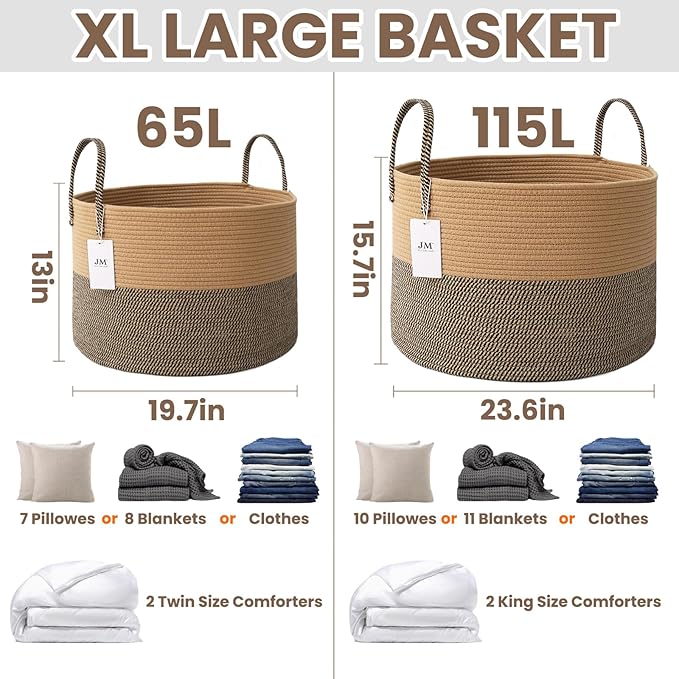 65L Extra Large Blanket Basket for Living Room - Image 3