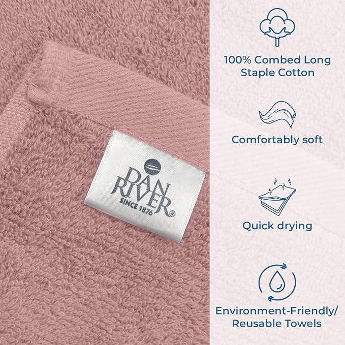 DAN RIVER Bath Towels Set of 4, 27 x 54 Inches, 100% Cotton, Larger & Lighter - Image 4