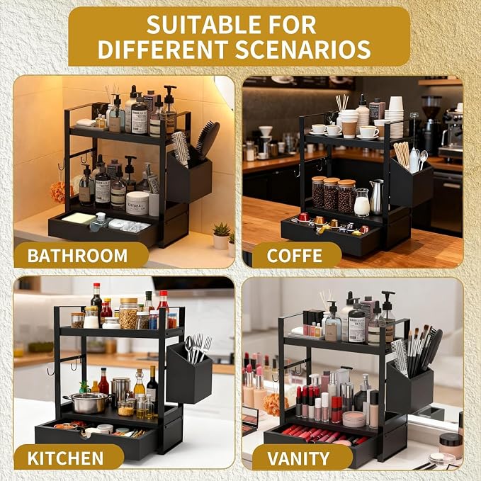 2-Tired Bathroom Counter Organizers and Storage, Coffee Bar Organizer - Image 7