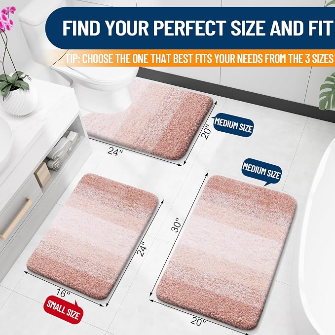 OLANLY Bathroom Rug Set 2 Piece, Soft Absorbent Microfiber Bath Rug Set - Image 2