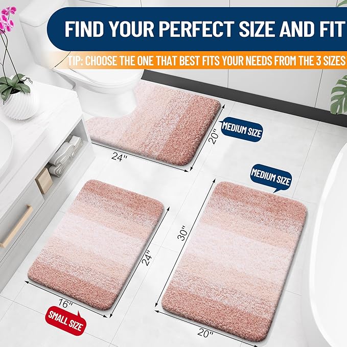 OLANLY Bathroom Rug Set 2 Piece, Soft Absorbent Microfiber Bath Mats and - Image 2