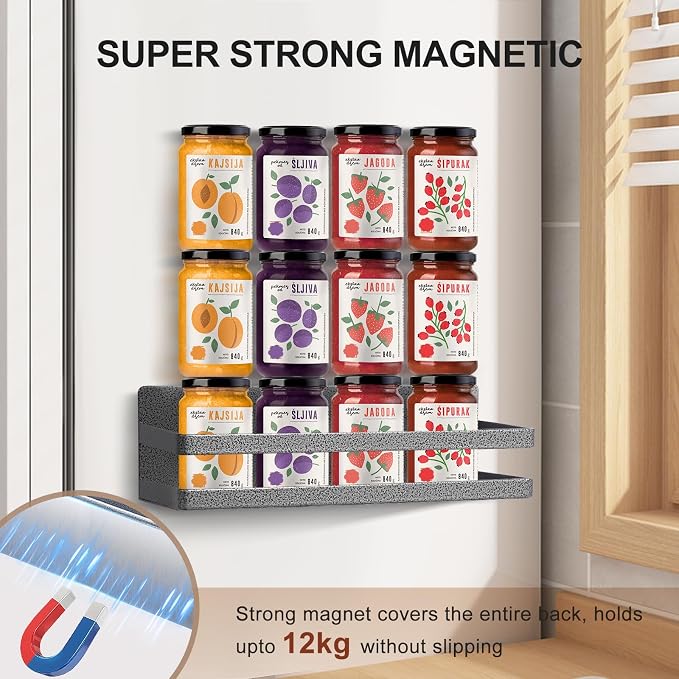 Uten Large Spice Rack for Refrigerator, 2 Pack Strong Magnetic Shelves - Image 5