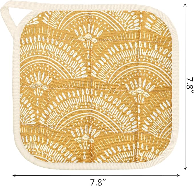 6 Pack Pot Holders 100% Cotton Heat Resistant Potholder, Machine Washable Pot - Image 2