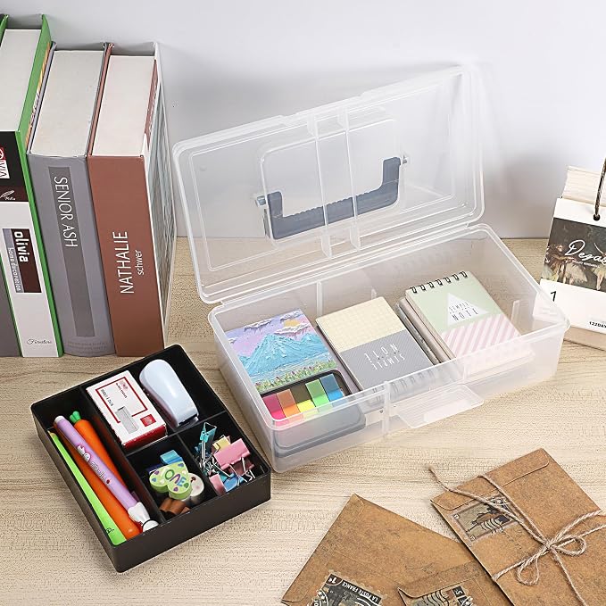 JUXYES 2 Pack Plastic Carry Storage Box - Image 2