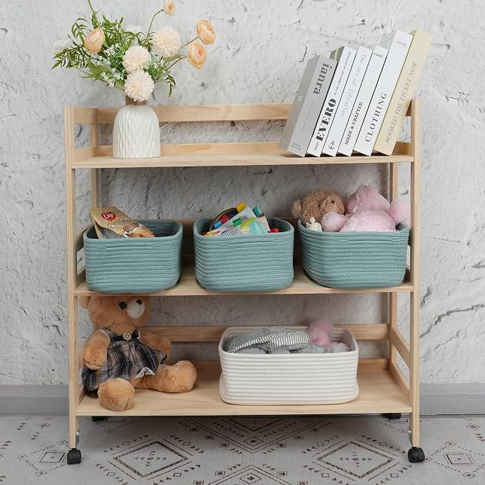Small Woven Storage Baskets 12“X8”X5“ Decorative Rope Bins - Image 4
