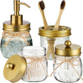 Amolliar Mason Jar Bathroom Accessories Set 4 Pcs -Lotion Soap Dispenser & 2 by Amolliar