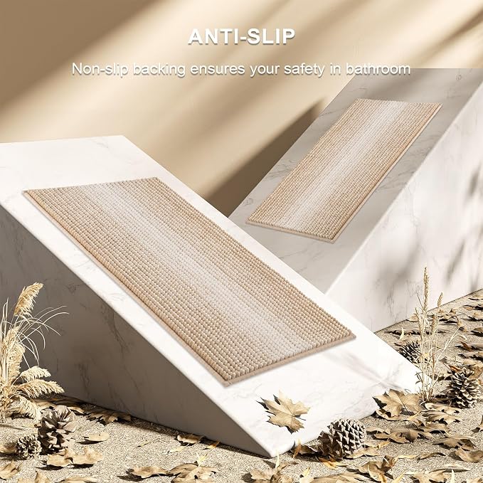 BSICPRO Bathroom Rugs and Mats Sets, 2 Piece Thick Absorbent Chenille Bath Mat - Image 5