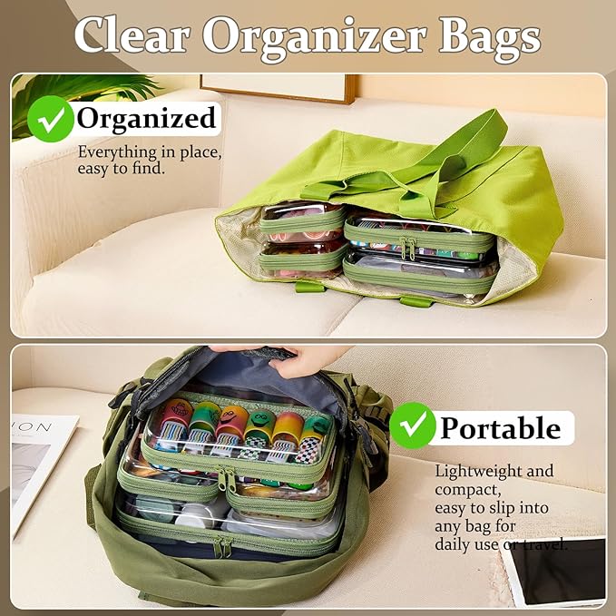 4 pcs Clear Zipper Pouches, Hard Shell Zipper Case, Toiletry Bag - Image 2