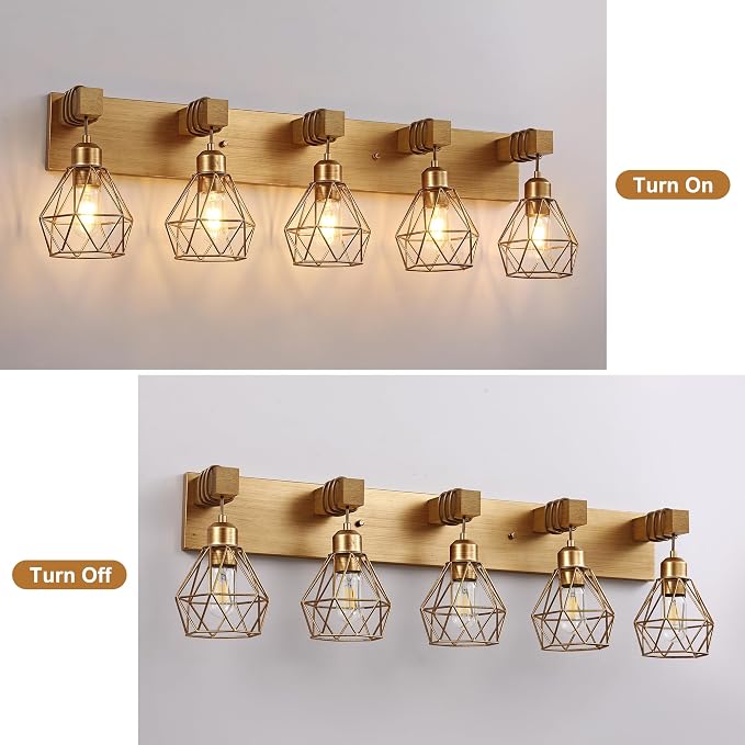 maesta Bathroom Gold Vanity Light Fixtures, 5-Light Gold Bathroom Light - Image 7