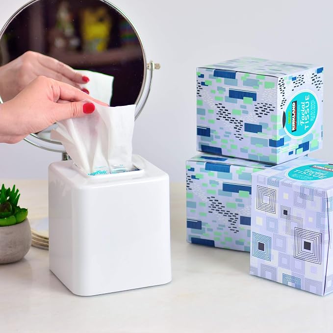 Youngever 2 Pack Tissue Box Covers, Plastic Square Tissue Box Holders, Square - Image 5