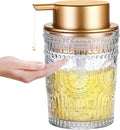 8 Oz Glass Dish Soap Dispenser, Refillable Round Dish Lotion Dispensing by MKLZ