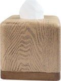 Hymmah Wooden Texture Square Tissue Box Cover Cube Tissue Holder Unique Design by Hymmah