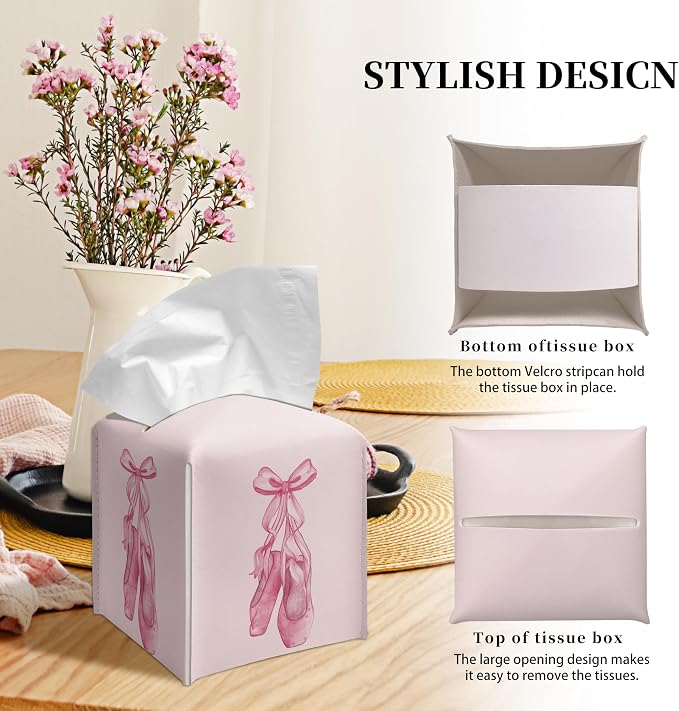Grace Yonks Cute Pink Ballet Shoes Tissue Box Cover Square, Cube Case - Image 4