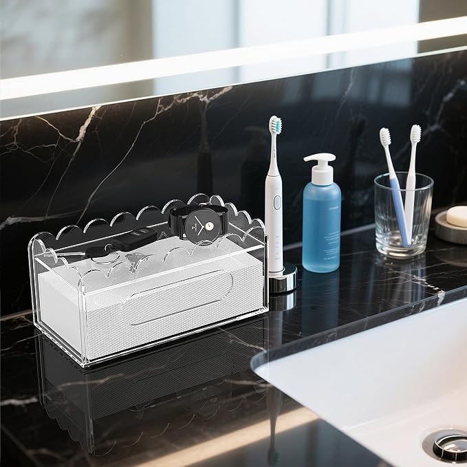 LUGUNU Acrylic Tissue Box Holder, Modern Decorative Tissue Holder - Image 7