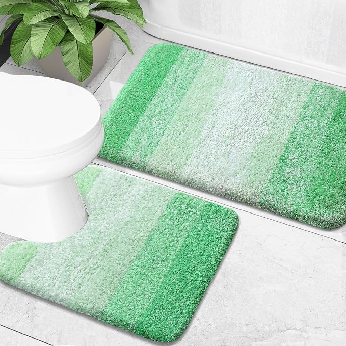 OLANLY Bathroom Rug Set 2 Piece, Soft Absorbent Microfiber Bath Mats and by OLANLY
