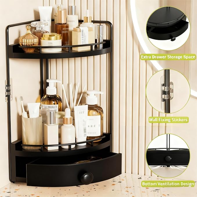 2-Tier Corner Bathroom Counter Organizer - Image 4