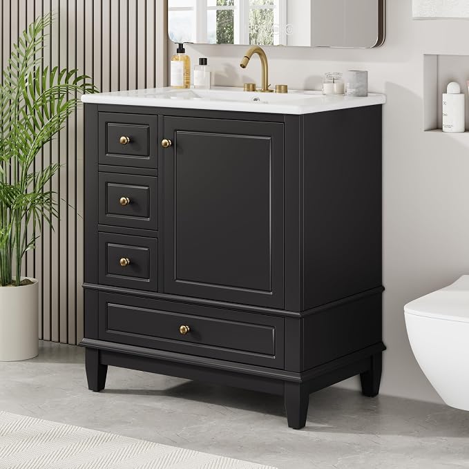 30" Bathroom Vanity with Sink, Harper & Bright Designs Free Standing Single - Image 3