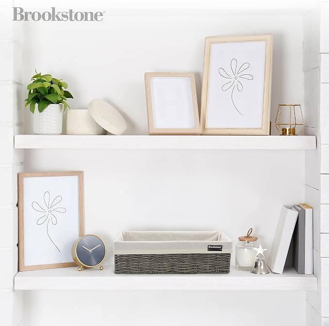 Brookstone Wicker Storage Basket Two Pack Set, Bathroom and Closet Organizers - Image 3
