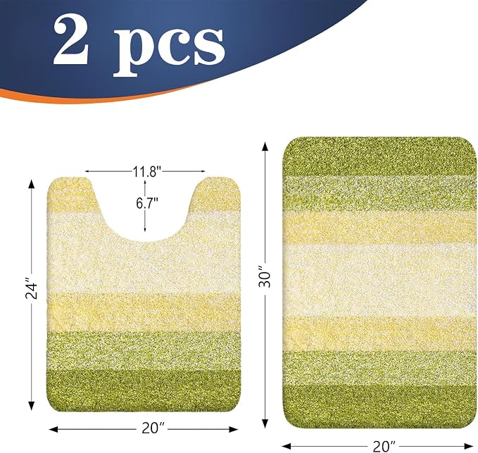 OLANLY Bathroom Rug Set 2 Piece, Soft Absorbent Microfiber Bath Mats and - Image 2