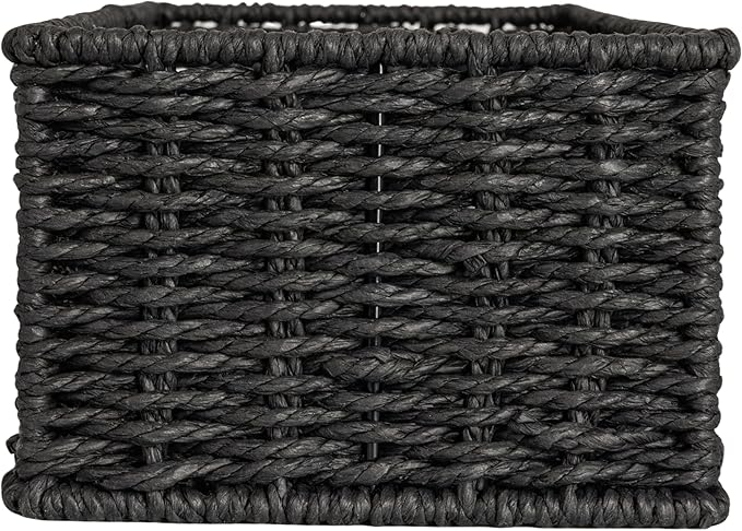Household Essentials Handwoven Paper Rope Rectangular Storage Basket - Image 4