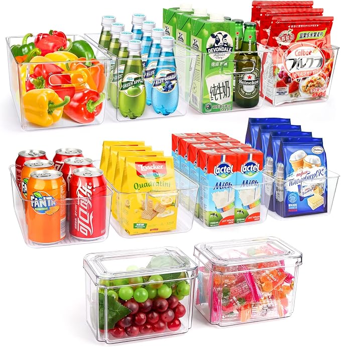 Set Of 10 Refrigerator Pantry Organizer Bins, Countertops, Fridge Organizer by YKIOKE