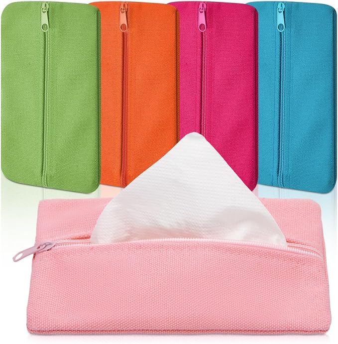 Sherr 5 Pieces Tissues Purse Pocket Tissue Holder Reusable Travel Pouch Fabric by Sherr